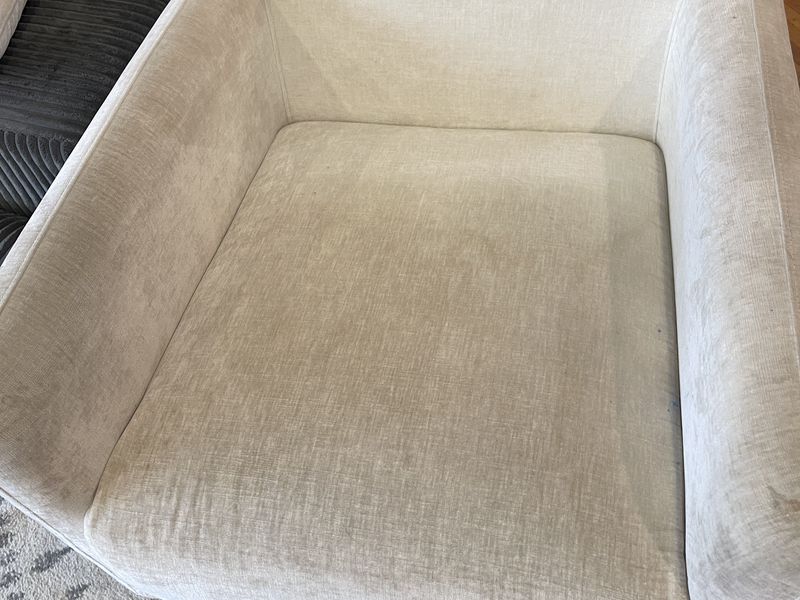 Cream armchair before upholstery cleaning by Dr. Carpet18