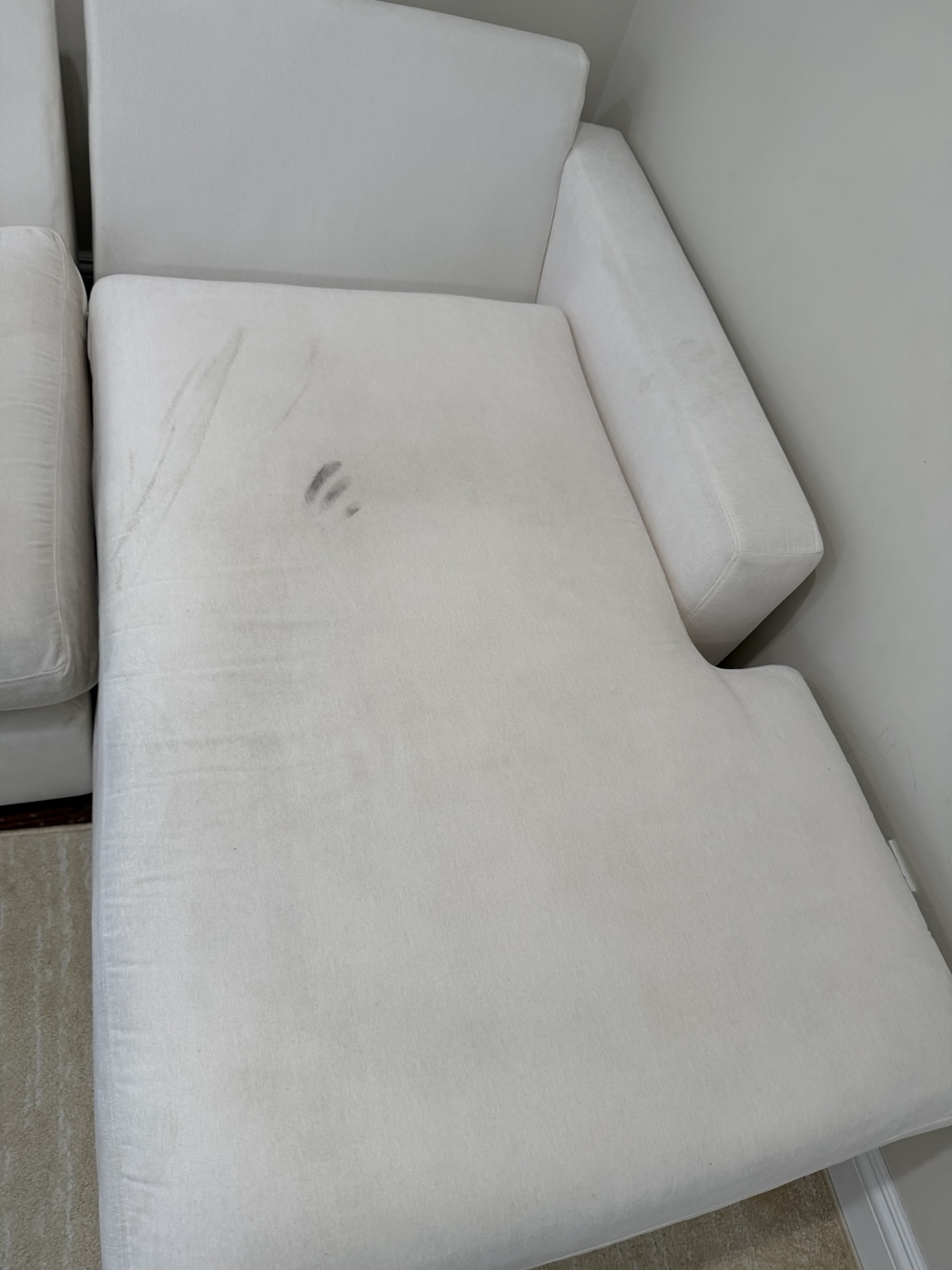 Upholstery cleaning result